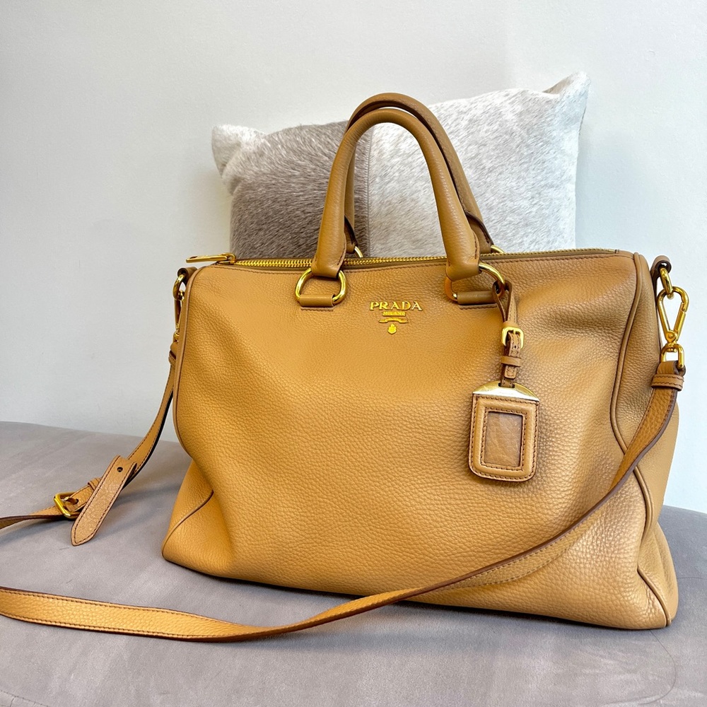 Prada Tan Leather Travel Bag